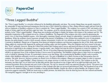 Essay on “Three Legged Buddha”