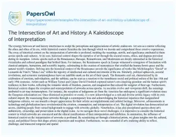 Essay on The Intersection of Art and History: a Kaleidoscope of Interpretation