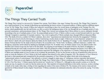 Essay on The Things they Carried Truth