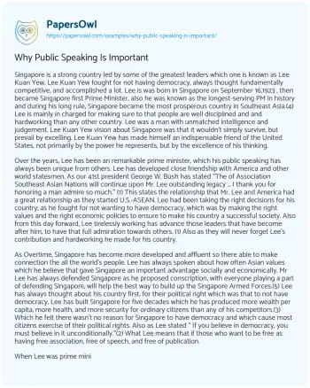 Essay on Why Public Speaking is Important