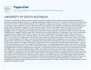 Essay on UNIVERSITY of SOUTH AUSTRALIA 