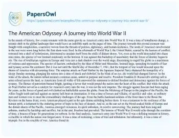 Essay on The American Odyssey: a Journey into World War II