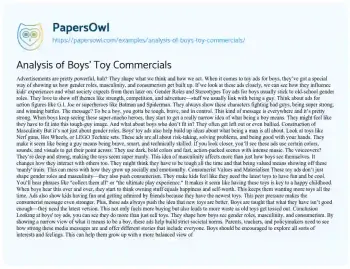 Essay on Analysis of Boys’ Toy Commercials