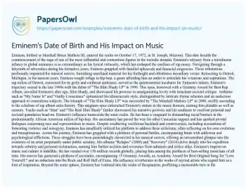 Essay on Eminem’s Date of Birth and his Impact on Music