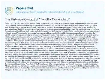 Essay on The Historical Context of “To Kill a Mockingbird”