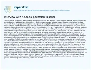 Essay on Interview with a Special Education Teacher