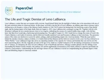 Essay on The Life and Tragic Demise of Leno LaBianca