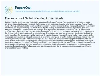 Essay on The Impacts of Global Warming in 250 Words