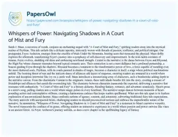 Essay on Whispers of Power: Navigating Shadows in a Court of Mist and Fury