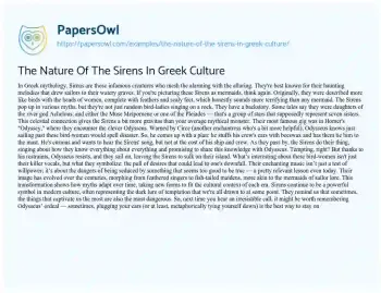 Essay on The Nature of the Sirens in Greek Culture