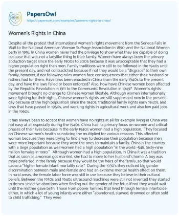 Essay on Women’s Rights in China