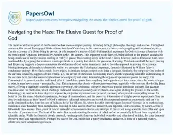 Essay on Navigating the Maze: the Elusive Quest for Proof of God