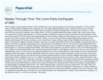 Essay on Ripples through Time: the Loma Prieta Earthquake of 1989