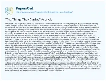 Essay on “The Things they Carried” Analysis