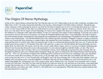 Essay on The Origins of Norse Mythology