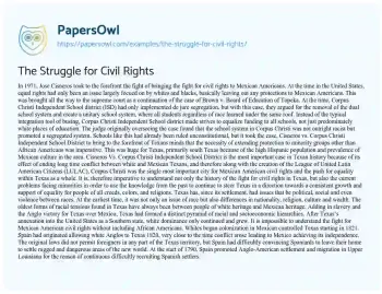 Essay on The Struggle for Civil Rights