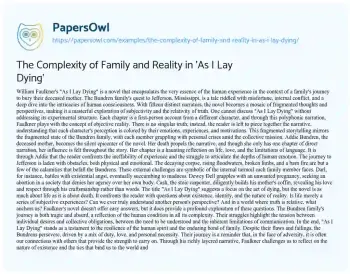 Essay on The Complexity of Family and Reality in ‘As i Lay Dying’