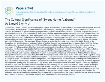 Essay on The Cultural Significance of “Sweet Home Alabama” by Lynyrd Skynyrd