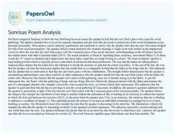 Essay on Sonrisas Poem Analysis