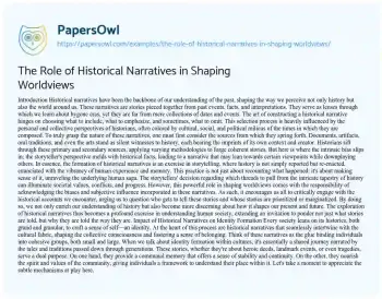 Essay on The Role of Historical Narratives in Shaping Worldviews