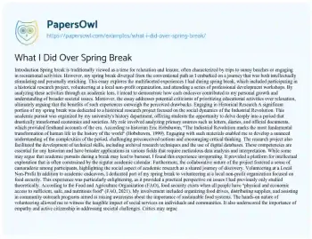 Essay on What i did over Spring Break