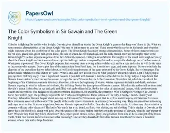 Essay on The Color Symbolism in Sir Gawain and the Green Knight