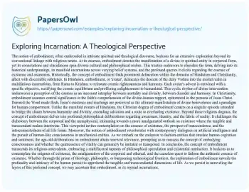 Essay on Exploring Incarnation: a Theological Perspective