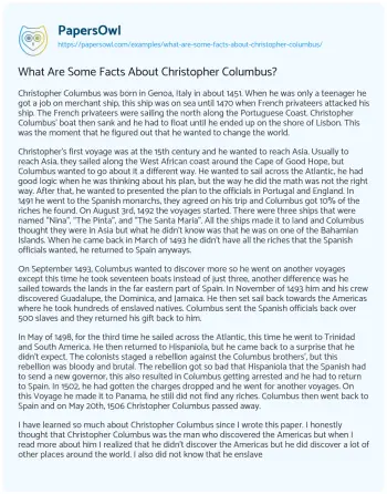 Essay on What are some Facts about Christopher Columbus?