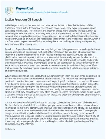 Essay on Justice Freedom of Speech