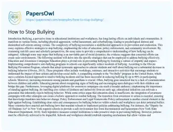 Essay on How to Stop Bullying