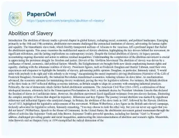 Essay on Abolition of Slavery