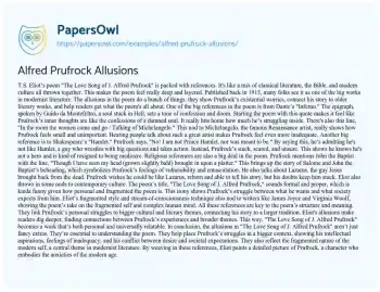 Essay on Alfred Prufrock Allusions