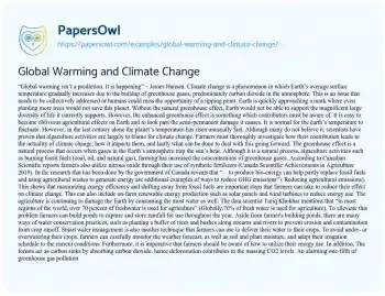 Essay on Global Warming and Climate Change