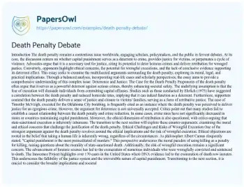 Essay on Death Penalty Debate