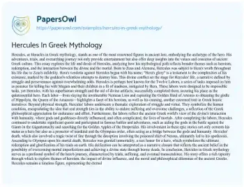 Essay on Hercules in Greek Mythology