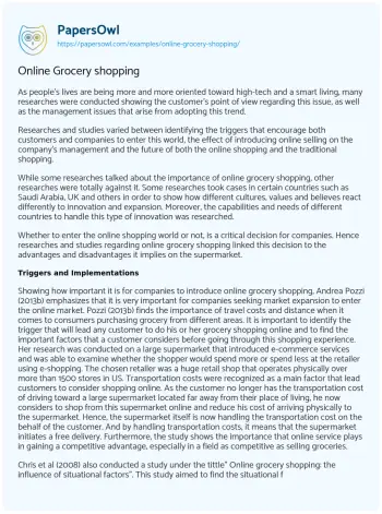 Essay on Online Grocery Shopping