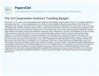 Essay on The 3/5 Compromise: America’s Troubling Bargain