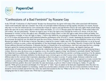 Essay on “Confessions of a Bad Feminist” by Roxane Gay