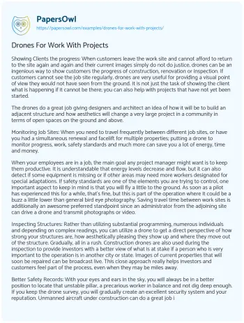 Essay on Drones for Work with Projects