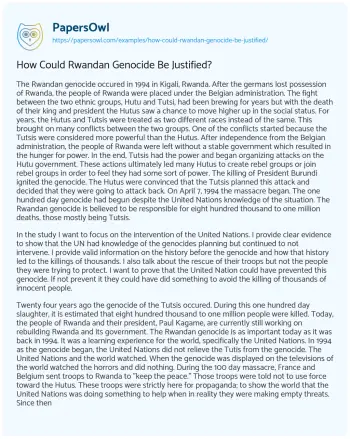 Essay on How could Rwandan Genocide be Justified?