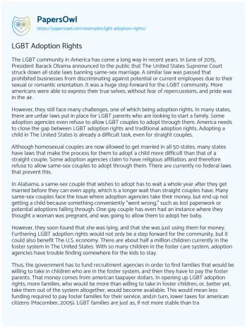 Essay on LGBT Adoption Rights