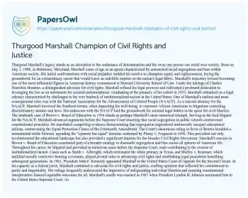 Essay on Thurgood Marshall: Champion of Civil Rights and Justice