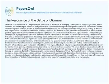 Essay on The Resonance of the Battle of Okinawa