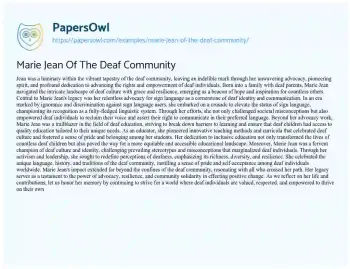 Essay on Marie Jean of the Deaf Community