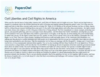 Essay on Civil Liberties and Civil Rights in America