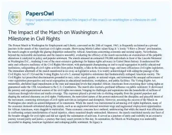 Essay on The Impact of the March on Washington: a Milestone in Civil Rights