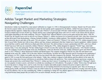 Essay on Adidas Target Market and Marketing Strategies: Navigating Challenges