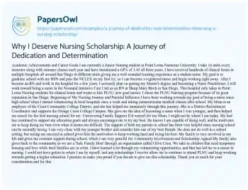 Essay on Why i Deserve Nursing Scholarship: a Journey of Dedication and Determination