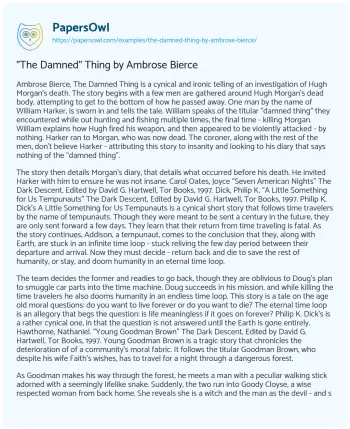 Essay on “The Damned” Thing by Ambrose Bierce