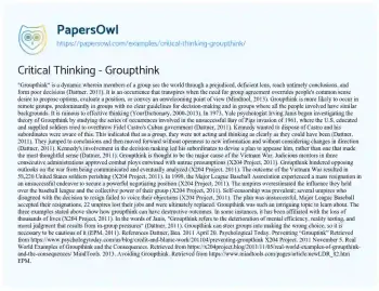 Essay on Groupthink Psychology Analysis